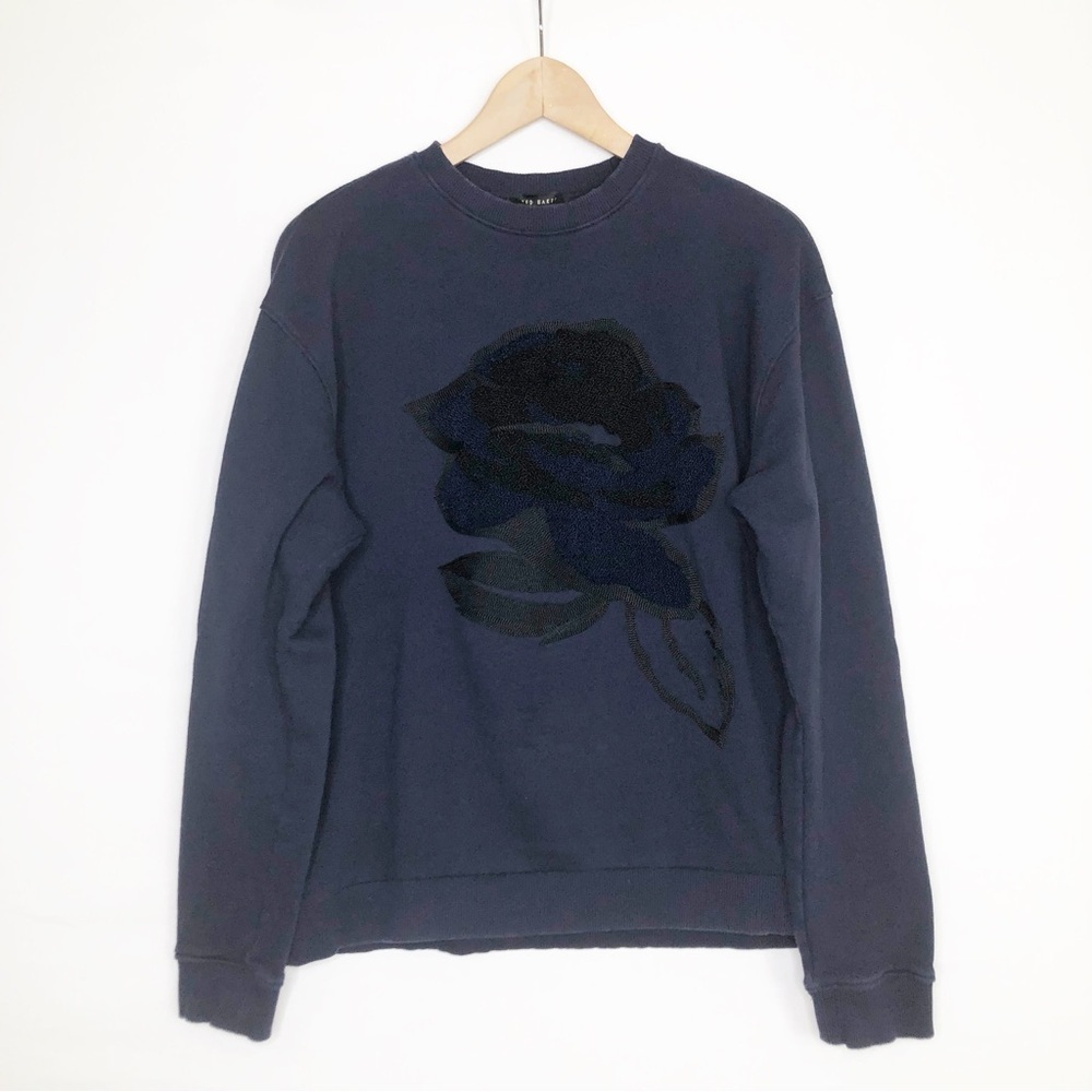 Ted, baker, navy blue graphic, print sweatshirt